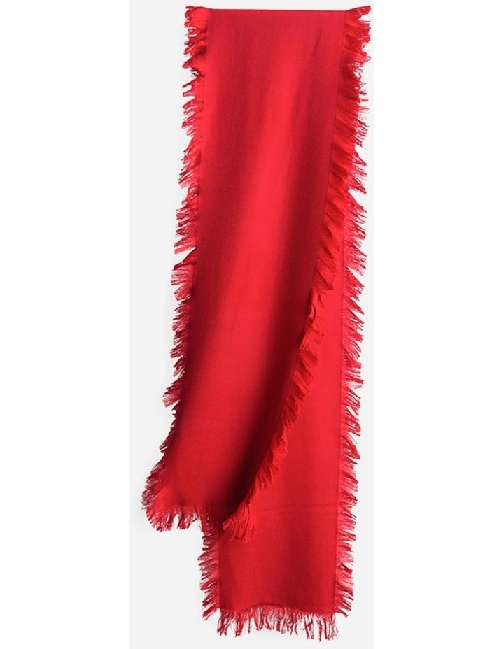 Fringed Check Wool Scarf in Tomato