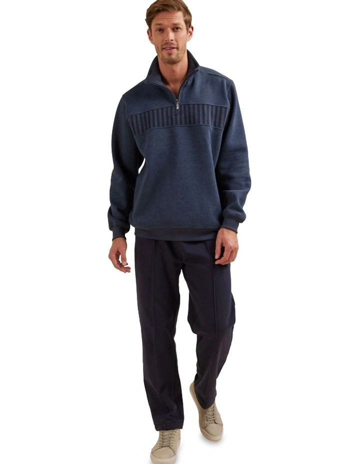 Karl Fleece Half Zip Sweat Top in Blue