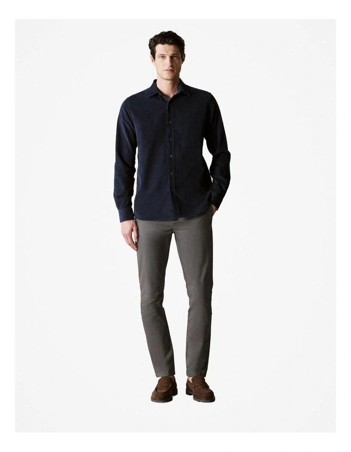 Regular Fit Cotton Cord Shirt in Navy