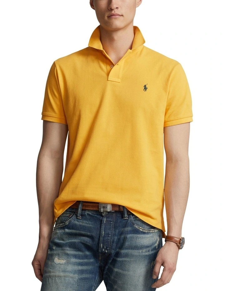 Custom Slim Fit Mesh Polo Shirt in Yellow