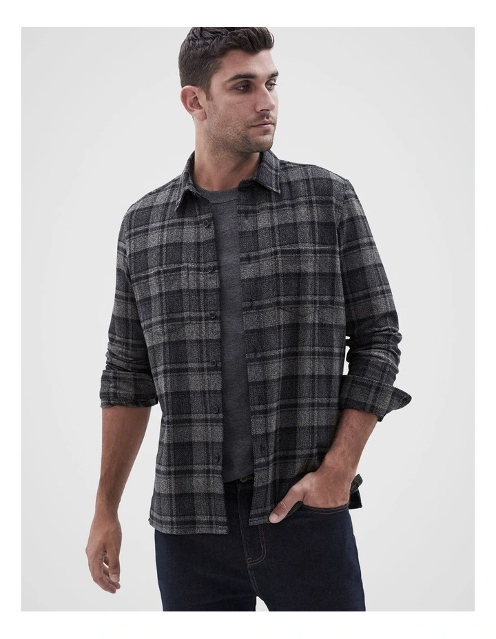 Grey Check Overshirt in Black/Grey