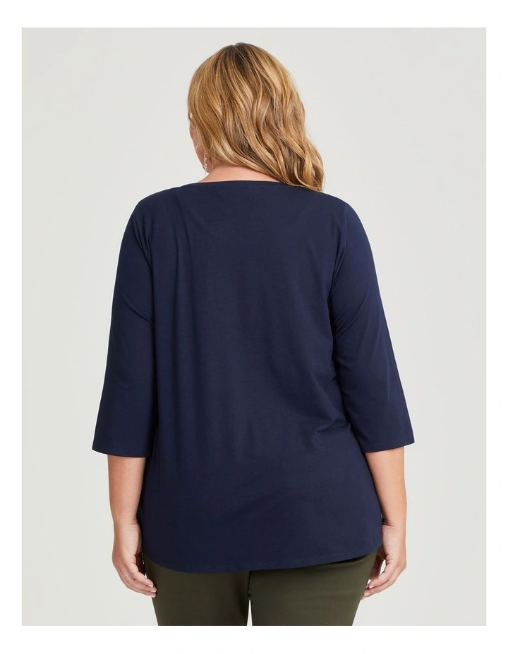 Australian Cotton 3/4 Sleeves Tee in Navy