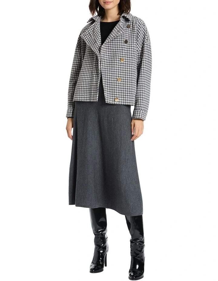 Symi Dogtooth Biker Jacket in Charcoal/White