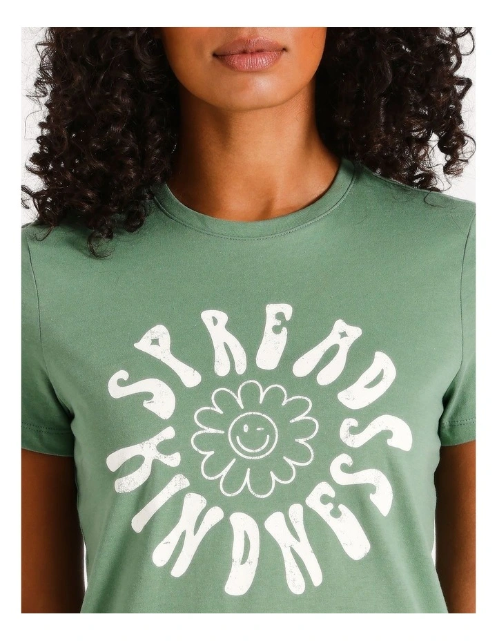Zodia Good Vibes Cotton T-shirt in Dark Ivy