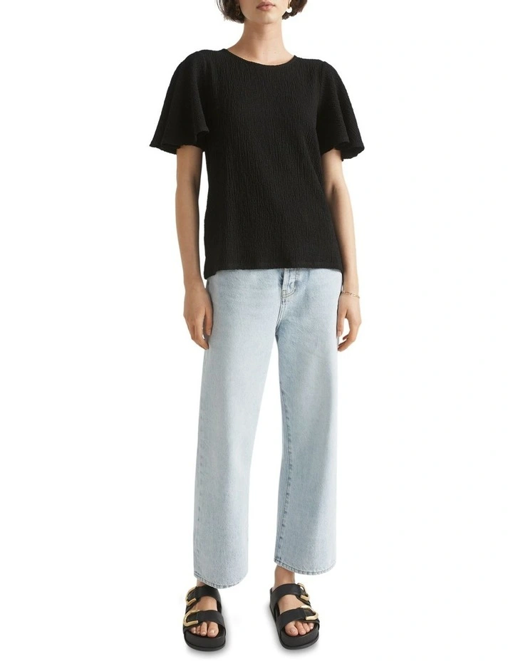 Textured Flutter Sleeve Top