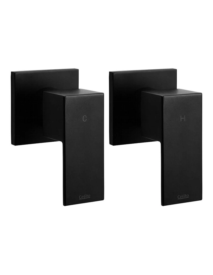 Shower Wall Bath Twin Taps Brass Hot Cold Basin Bathroom in Black