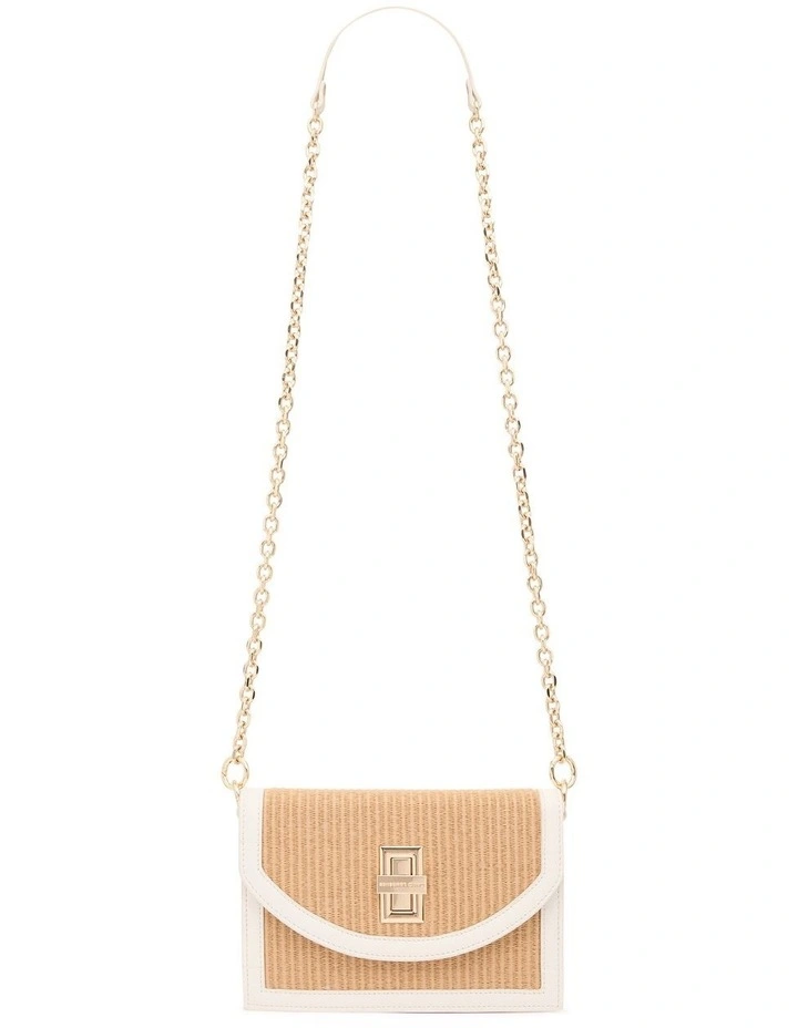 Peggy Raffia Crossbody Bag in Ivory/Tan