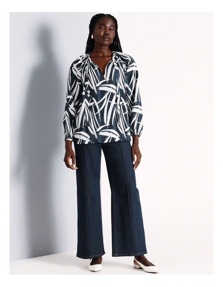Recycled Polyester Blend Tie Neck Blouse in Assorted