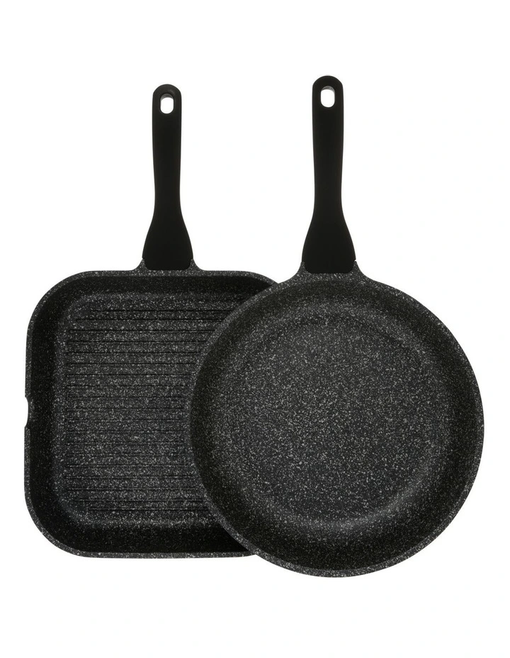 Classic Non-Stick Frypan & Grill Pack 26cm/28cm in Black