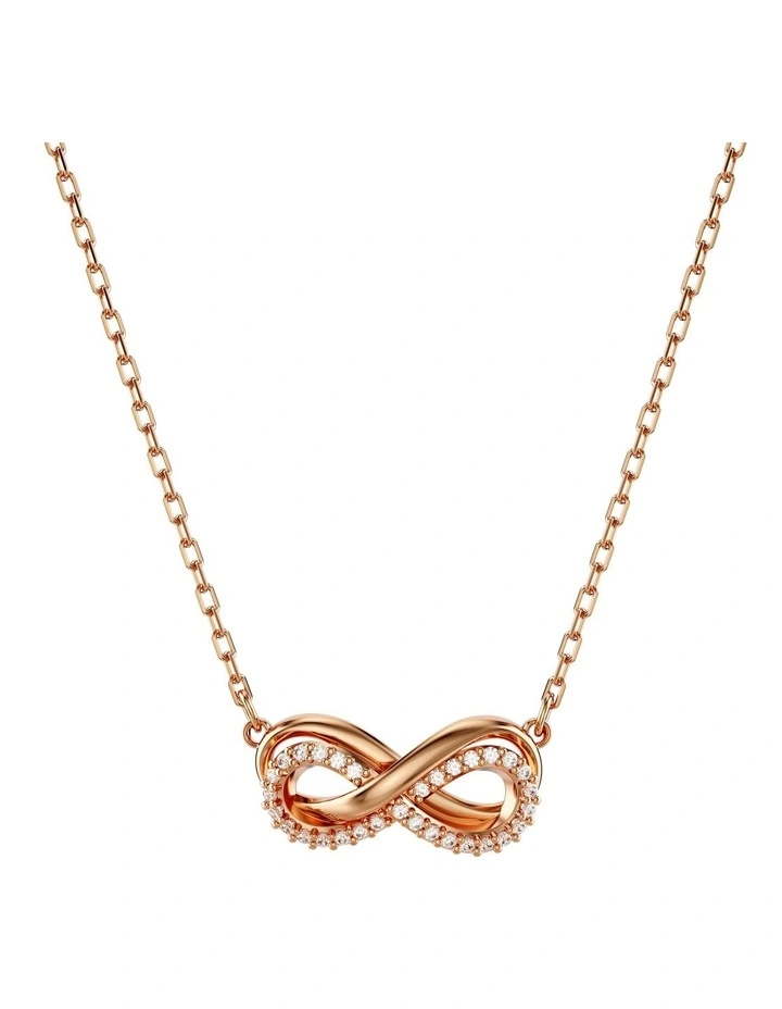 Hyperbola Pave Infinity Rose Gold Tone Plated Pendant in White