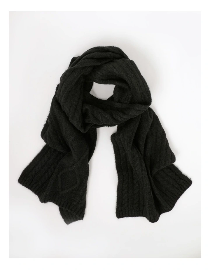 Cable Knit Winter Scarf in Black