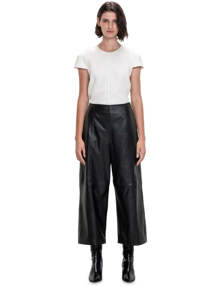 Cotton Twill Topstitch Top in Ivory