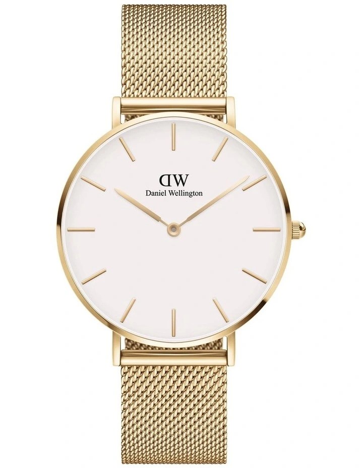 Petite 36 Evergold White Dial Stainless Steel Quartz Watch in Gold