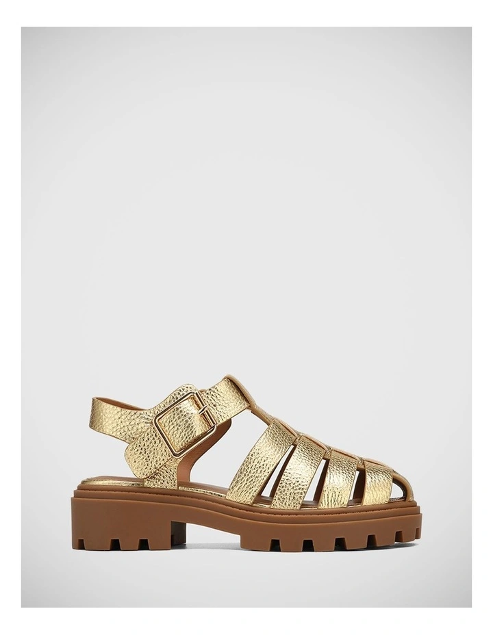 Freda Leather Sandal in Gold
