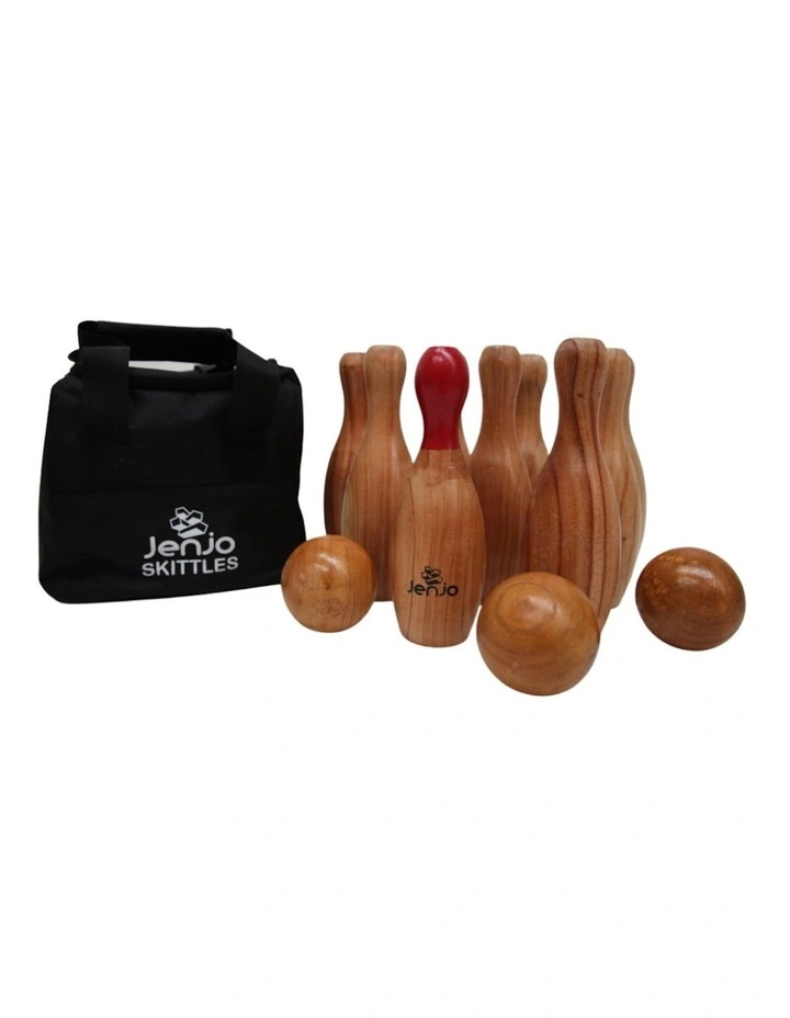 Outdoor Wooden Skittles Bowling Lawn Game Set