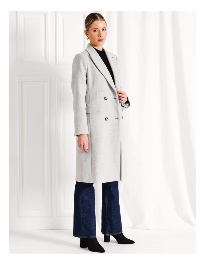 Longline Double Breasted Coat in Grey