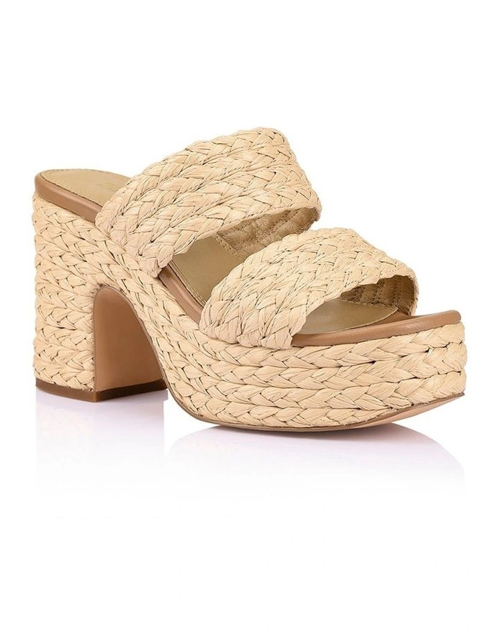 Mingus Raffia Platform Mules in Natural