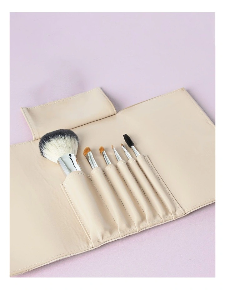 Woven Makeup Brush Roll in Sand
