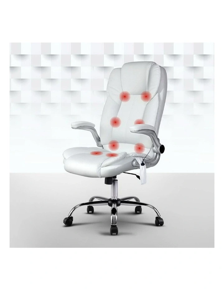 8 Point Massage Office Chair in White