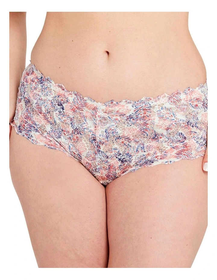 Arum Mosaic Mid-Rise Lace Brief in Graphic Leaf Print