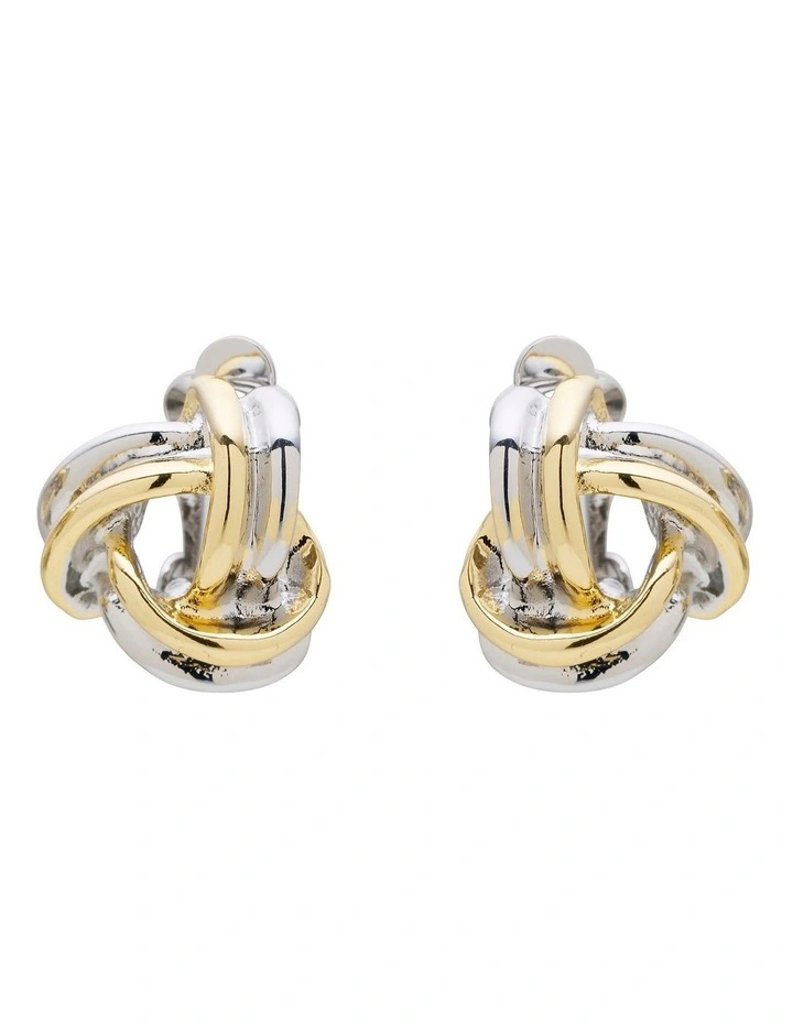 Knotted Clip On Earrings in Two Tone