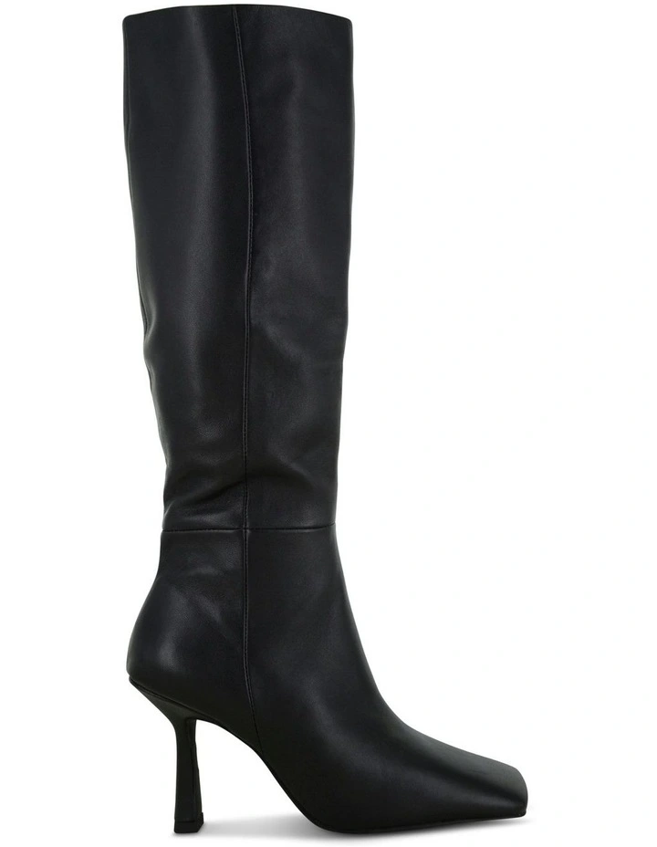 Saryne Knee High Stiletto Heel Boots in Ebony