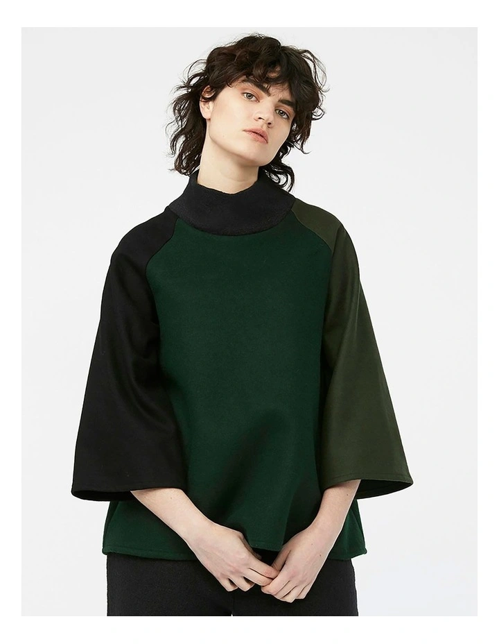 Mosaic Mock Neck Jumper in Green/Black