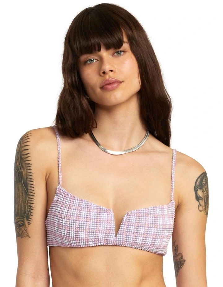 Prepped V Wire Bralette Bikini Top in Purple
