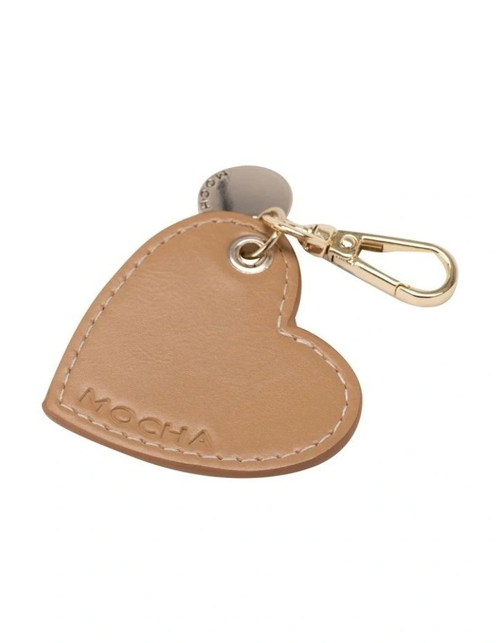 Carla Heart Keyring in Tan