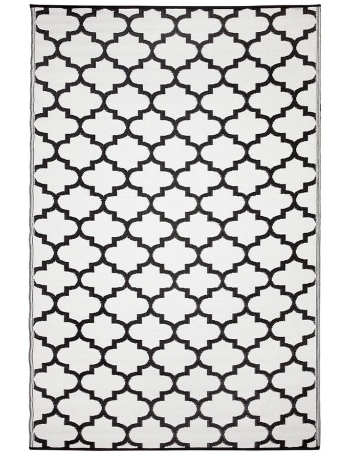 180x270 cm Recycled Plastic Outdoor Rug and Mat Tangier Black and White