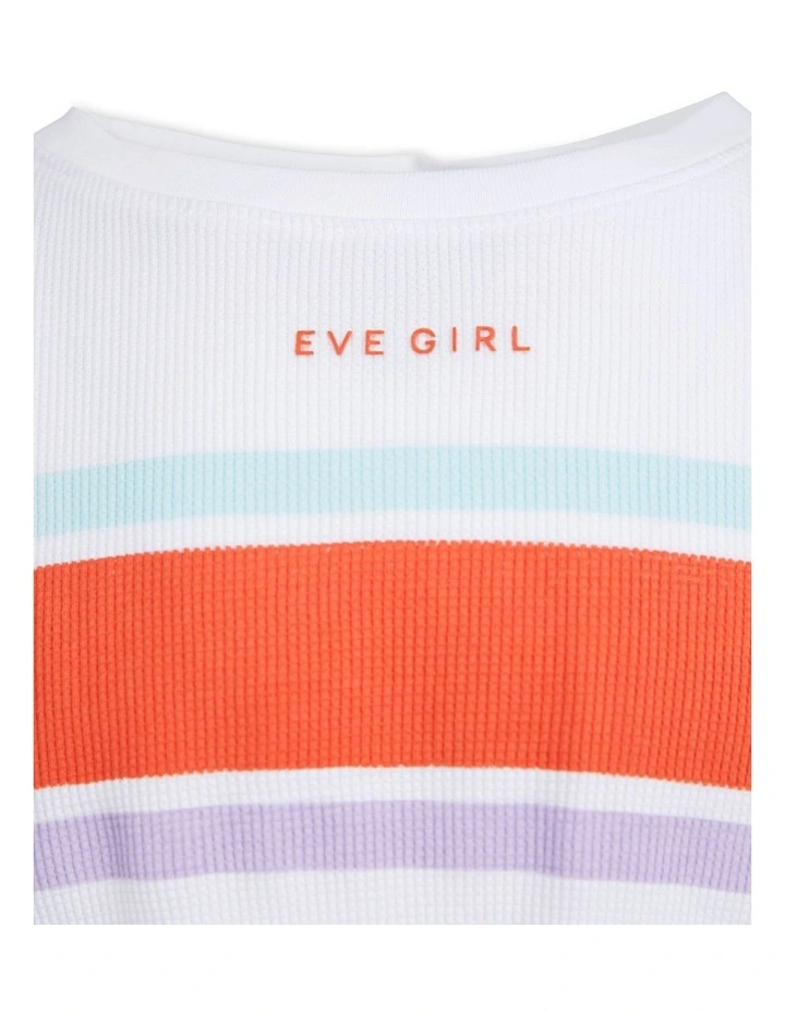 Florence Long Sleeve Waffle Tee (8-16 Years) in White