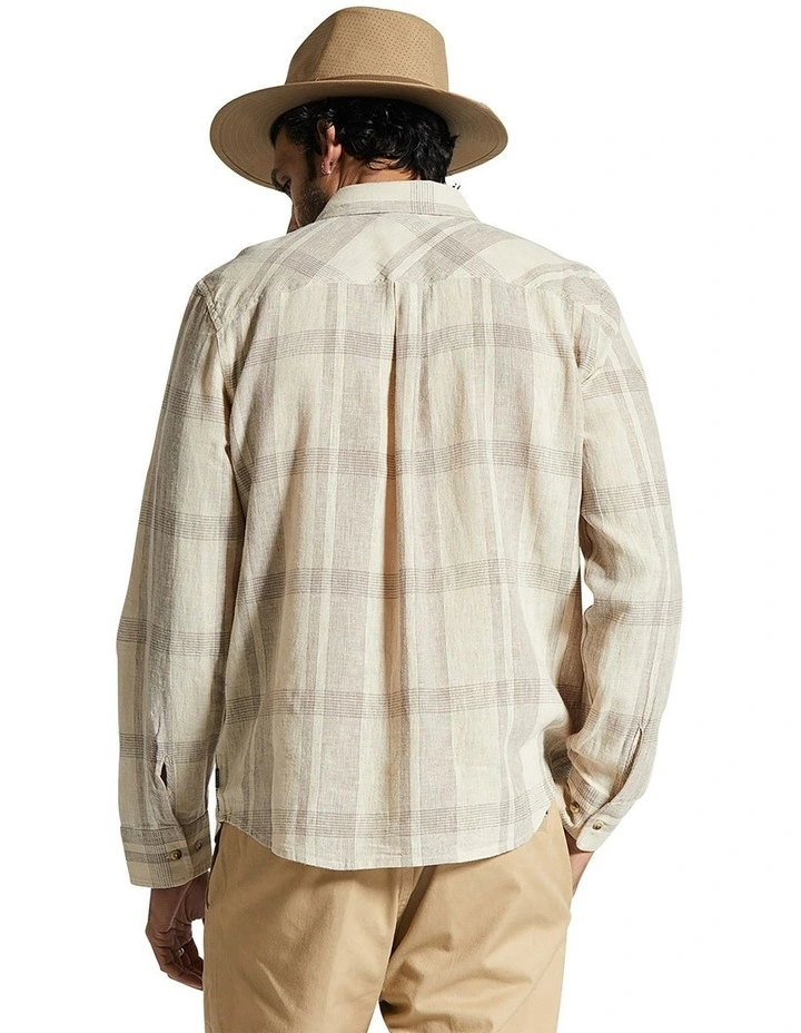 Memphis Linen Blend Long Sleeve Shirt in Whitecap
