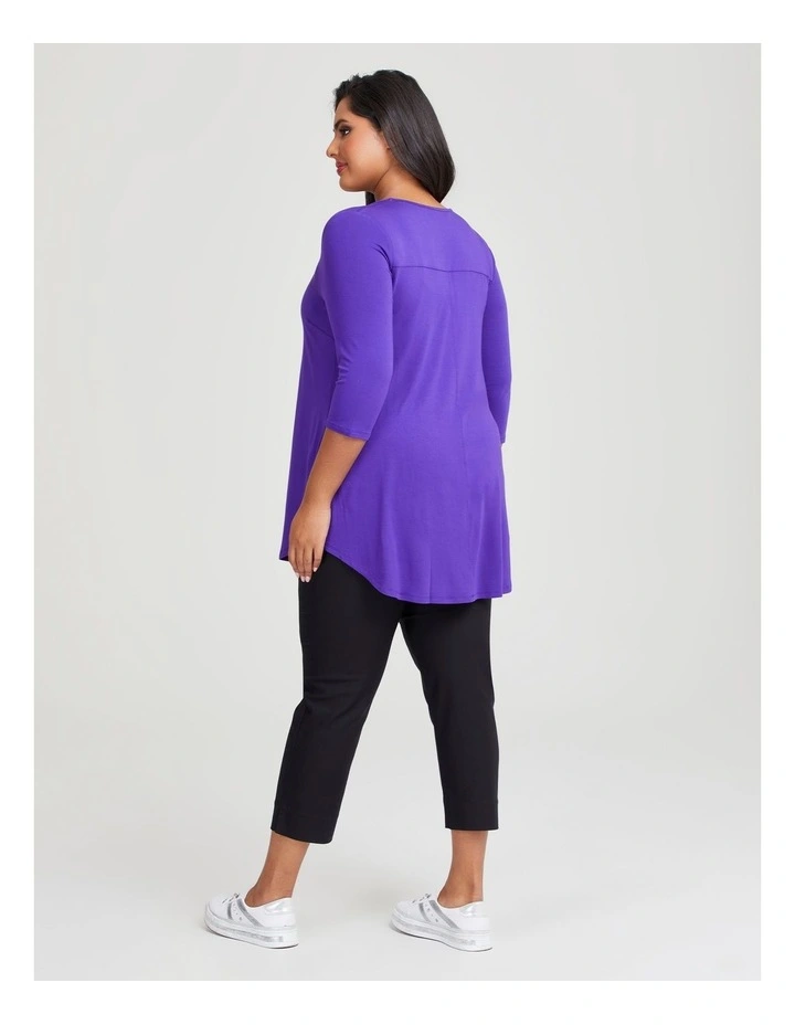 Bamboo Base 3/4 Sleeve Top in Iris