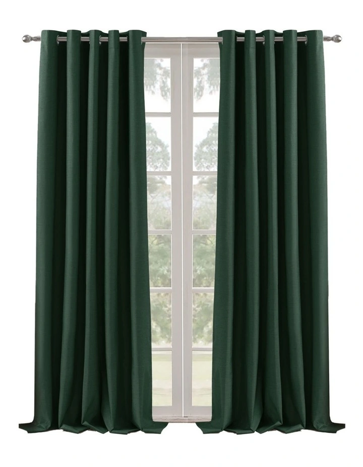 Blockout Eyelet Curtain Pair in Forest Green