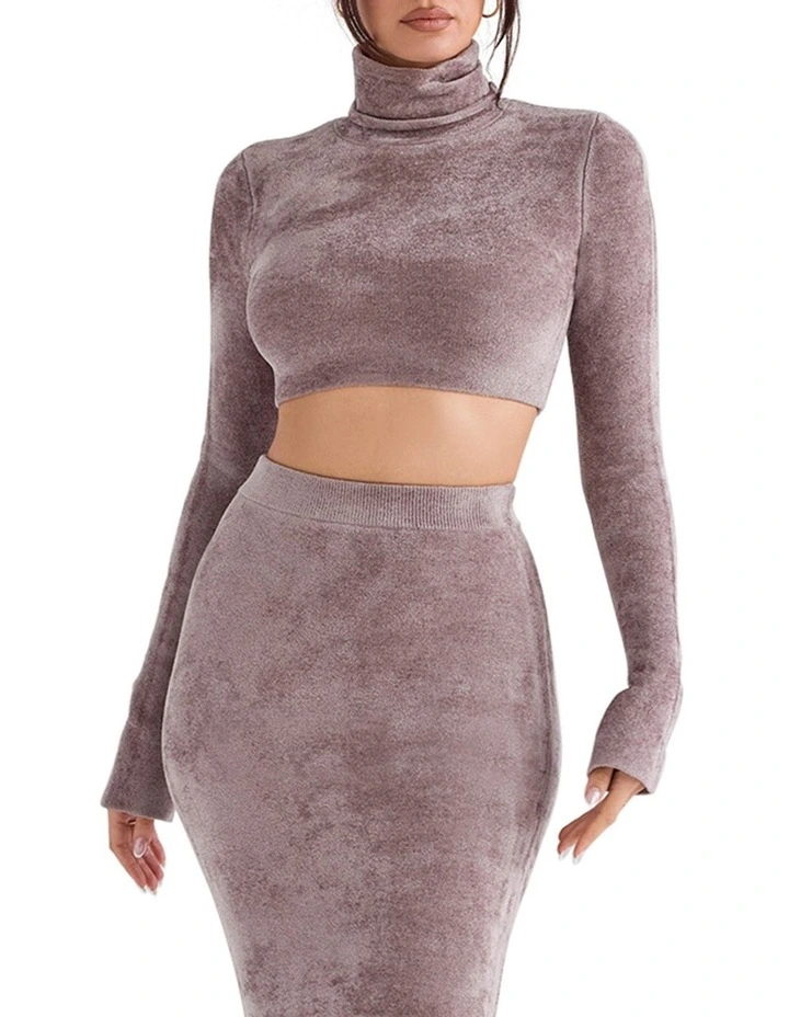 Suri Chenille Cropped Top in Rose