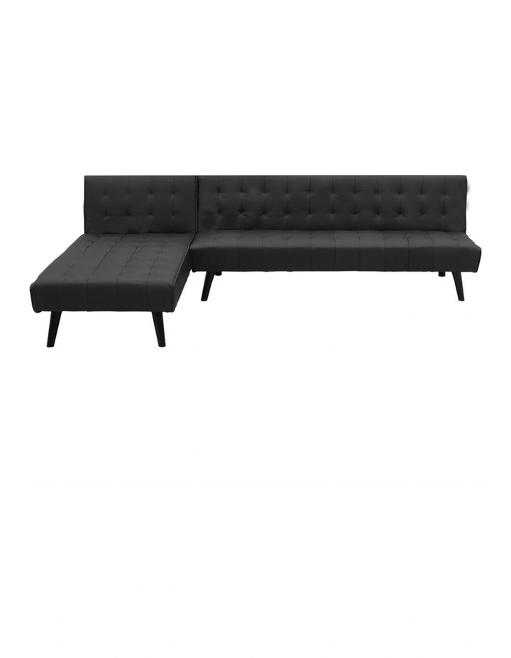 3-Seater Faux Leather Sofa Bed Lounge Chaise Couch Furniture Black