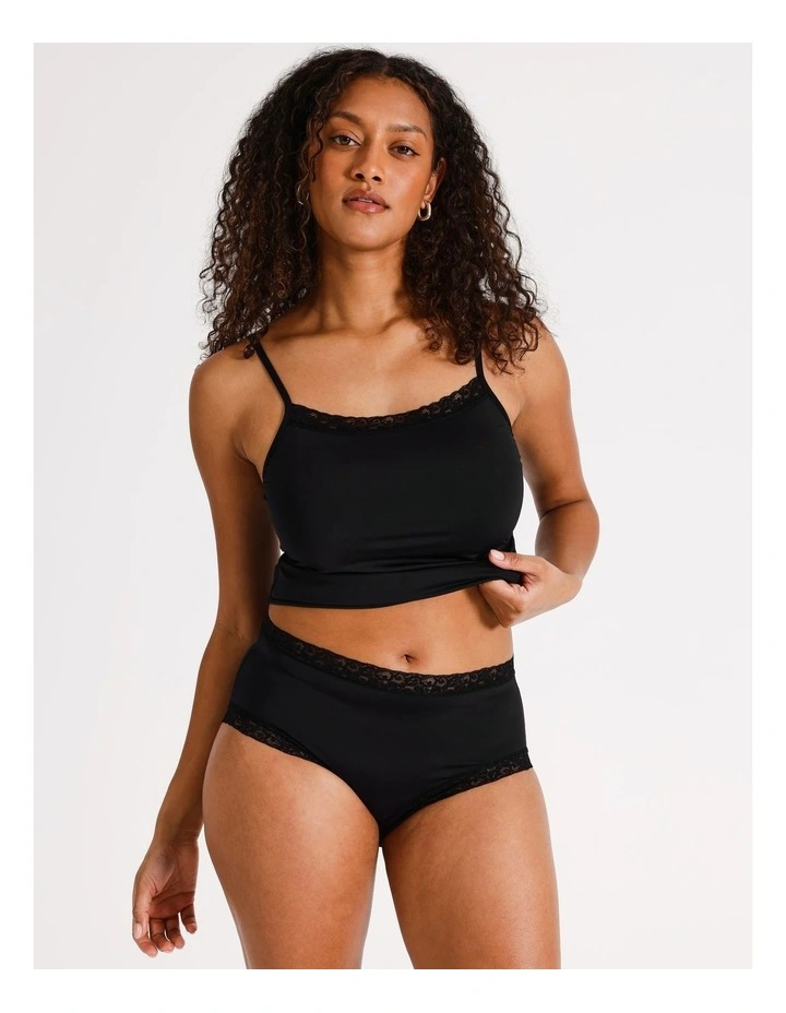 Smooth with Lace Full Brief in Black