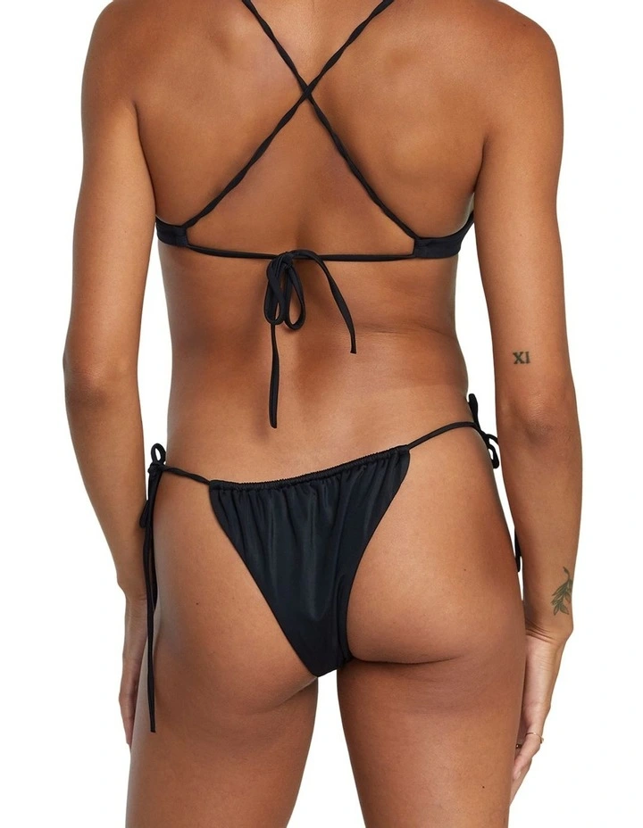 Solid Tie Skimpy Bikini Bottoms in Black