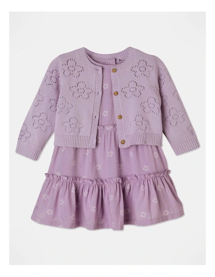 Dress And Cardigan Set Light in Purple Set