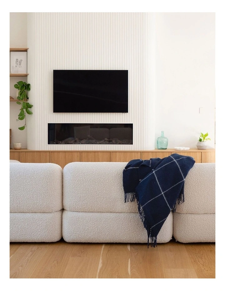 Brighton Throw Blanket in Navy Stripe