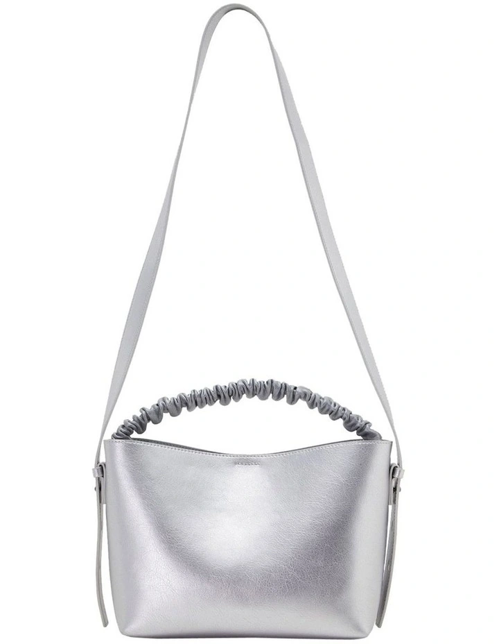 Veda Mini Hobo Bag in Metallic Silver