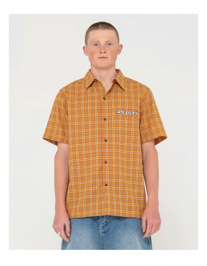 Datsun 2k Button Up Short Sleeve Shirt in Brown
