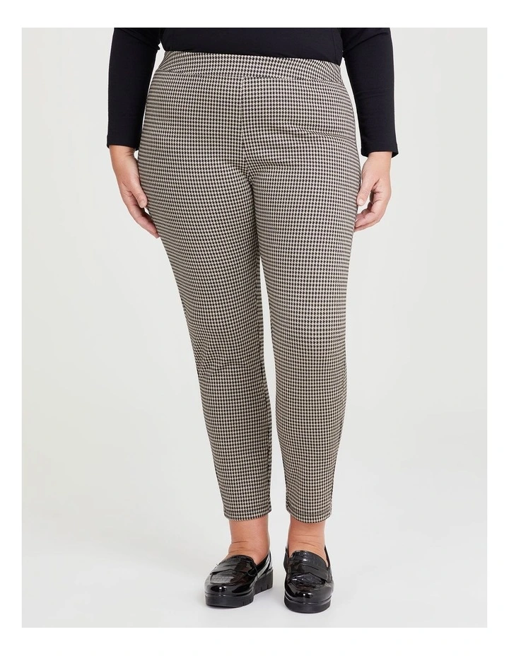 Houndstooth Pull On Pant in Black/Pebble
