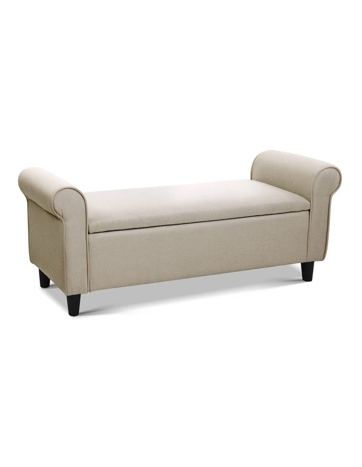 Storage Arm Linen Ottoman Blanket Box 125cm in Taupe