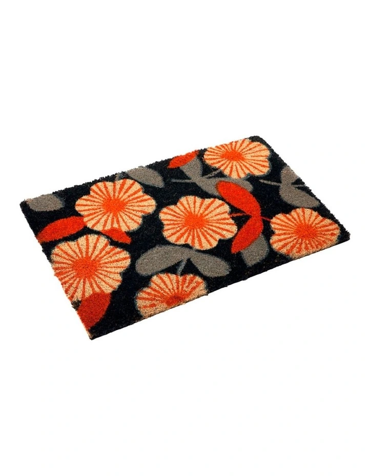 Floral PVC Backed Coir Doormat 45x75 cm