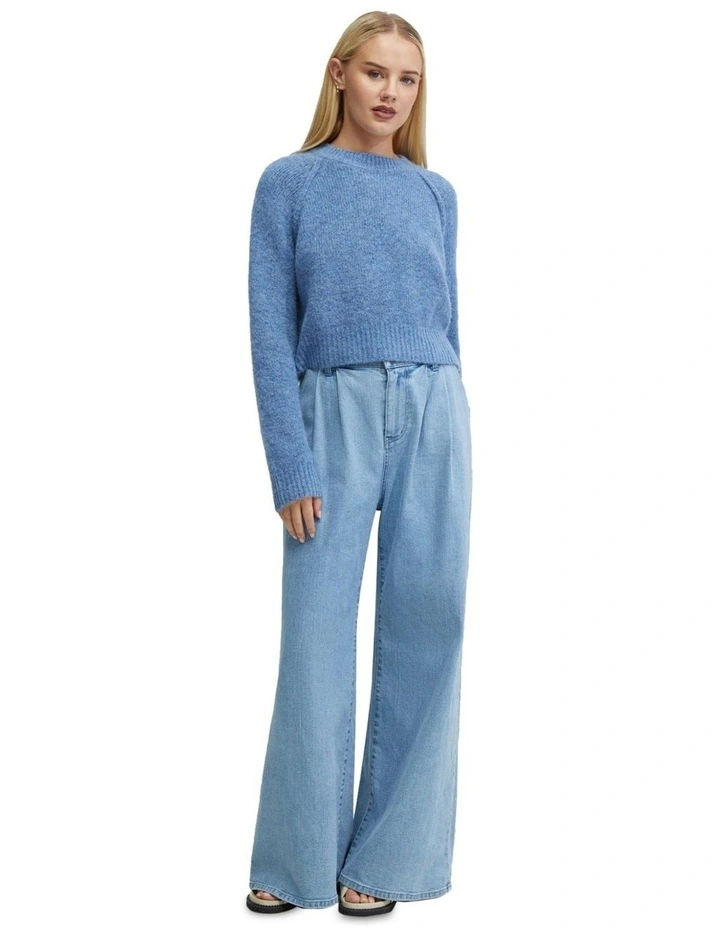 Mei Alpaca Blend Soft Knit Top in Blue