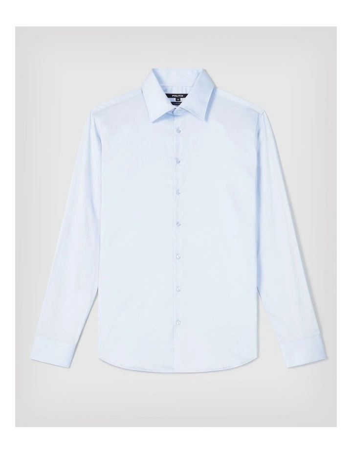 Long Sleeve Regular Stretch Shirt in Mid Blue