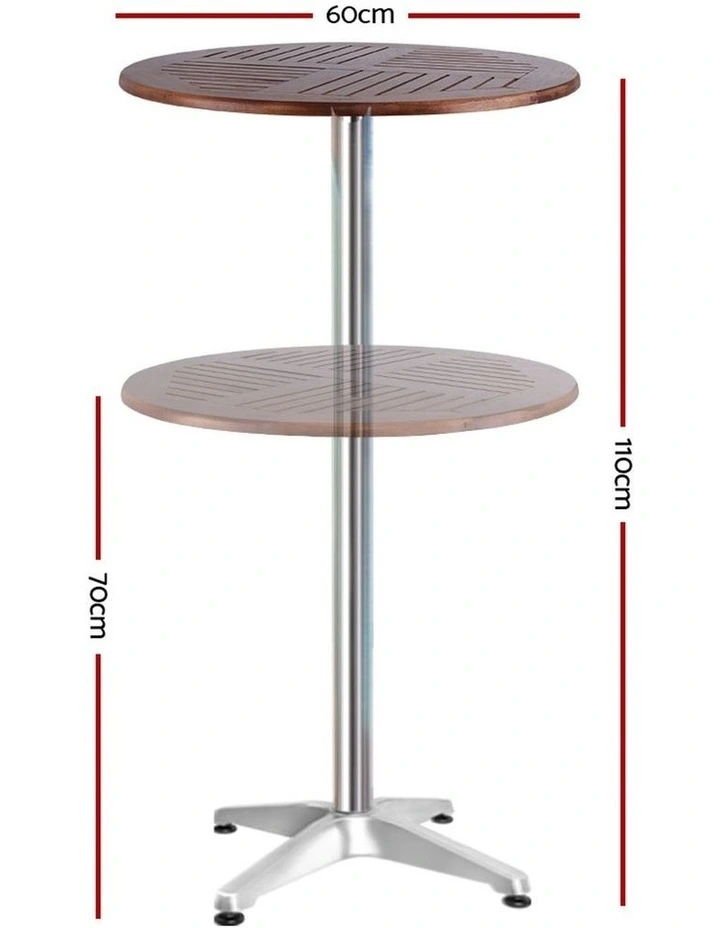 Outdoor Bar Table Furniture Wooden Cafe Table Aluminium Adjustable Round