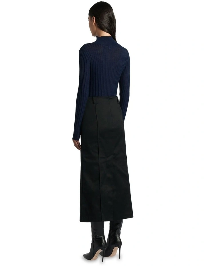 Sheer Merino Wide Rib Knit in Ink