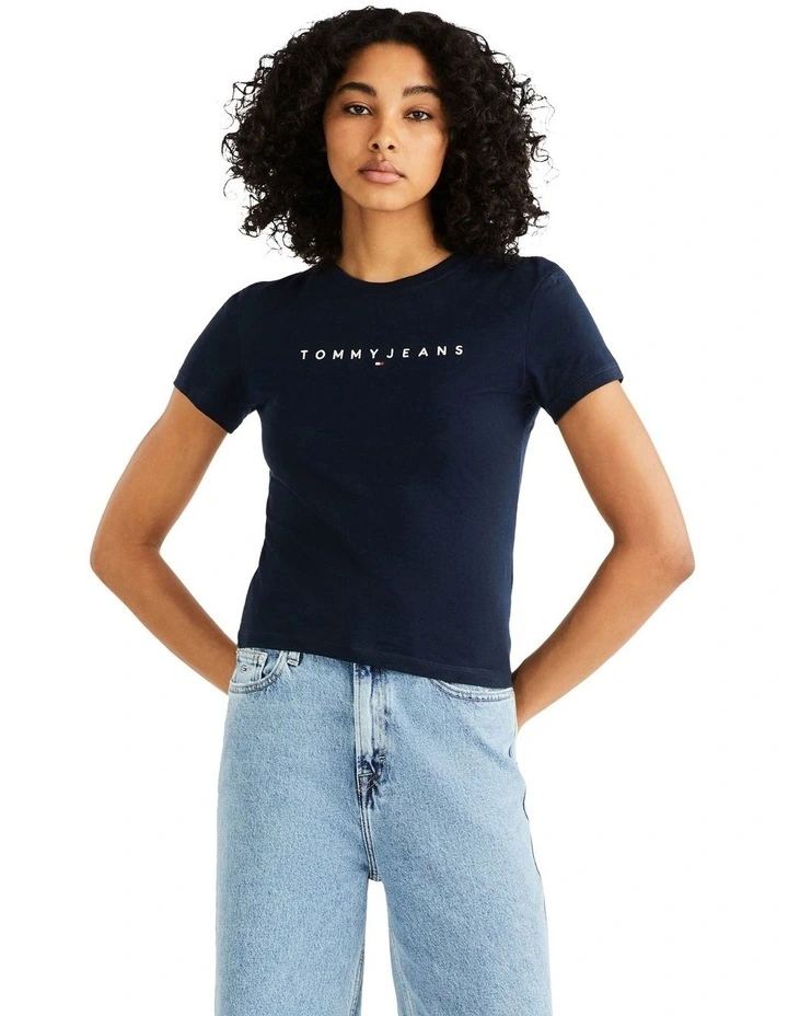 Slim Linear Tee in Blue